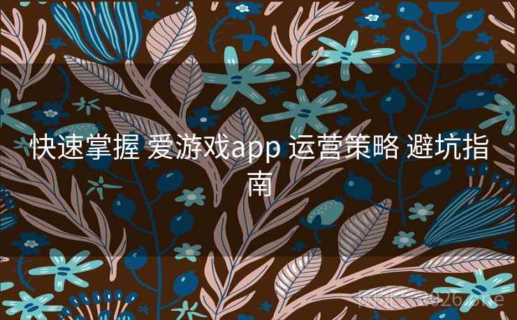 快速掌握 爱游戏app 运营策略 避坑指南